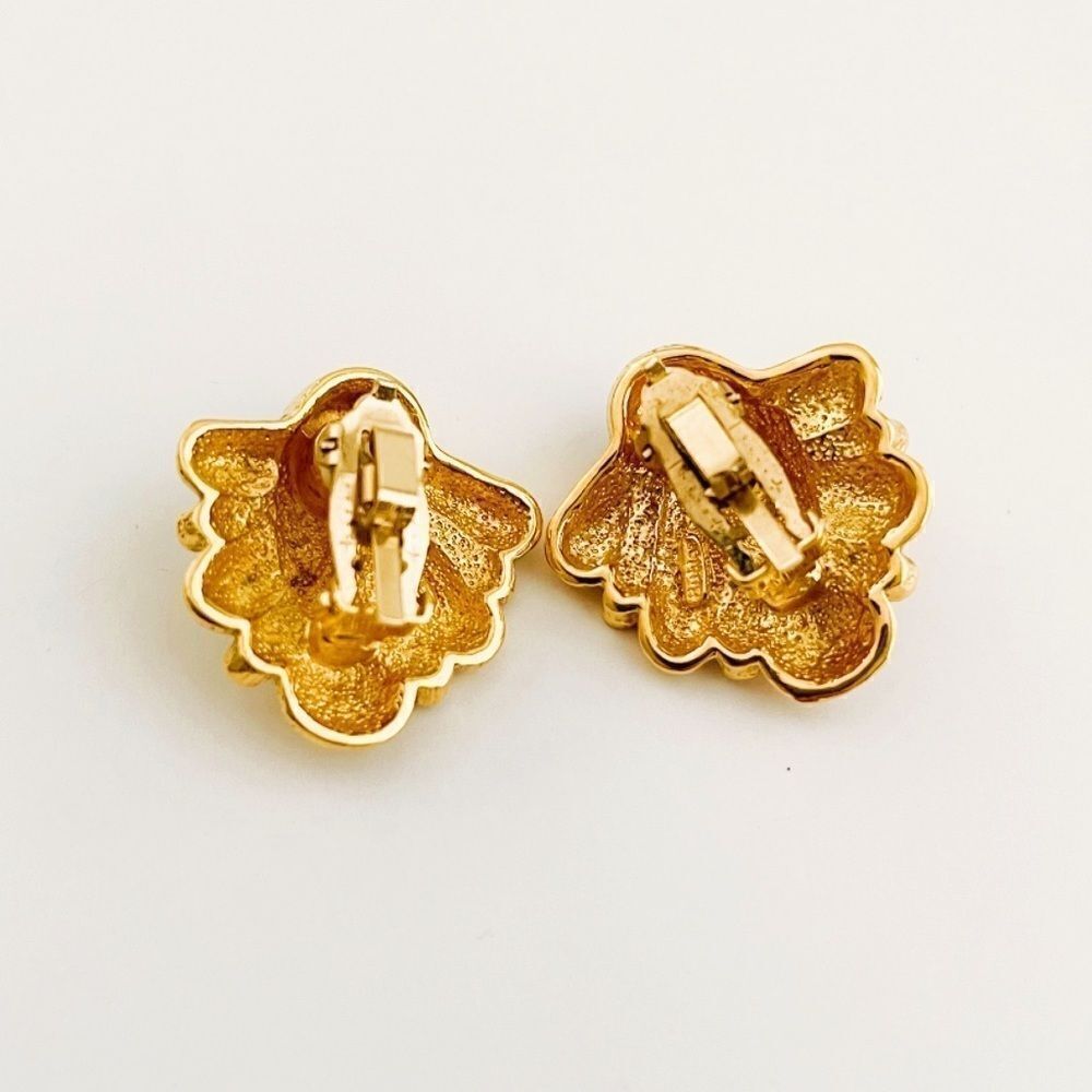 Vintage Christian Dior-Style Gold Tone Rhinestone Clip-On Earrings - Picture 9 of 15